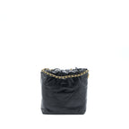 CHANEL 23S MINI 22 BAG WITH PEARL SHINY CALFSKIN BLACK BRUSHED GHW (MICROCHIP)