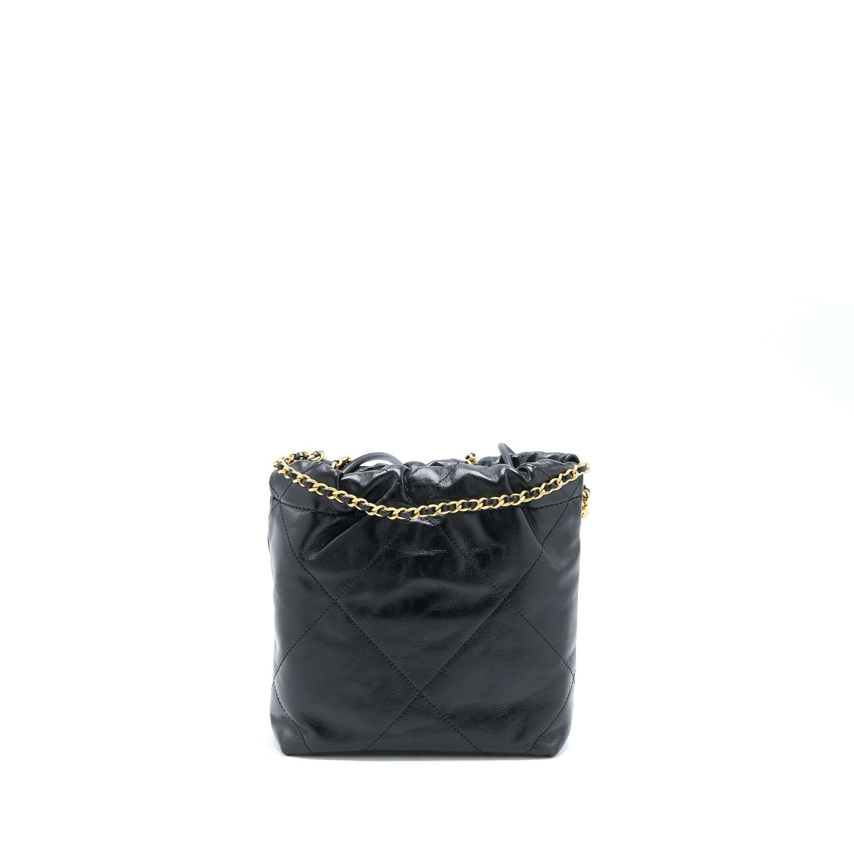 CHANEL 23S MINI 22 BAG WITH PEARL SHINY CALFSKIN BLACK BRUSHED GHW (MICROCHIP)
