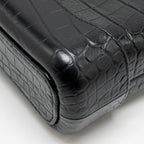 CHANEL SMALL GABRIELLE HOBO BAG WITH TOP HANDLE CROC-EMBOSSED CALFSKIN BLACK MULTICOLOUR HARDWARE