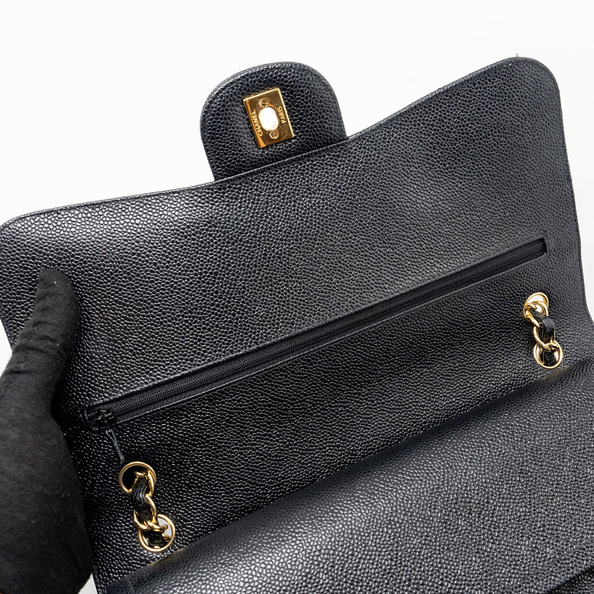 CHANEL CLASSIC JUMBO DOUBLE FLAP BAG CAVIAR BLACK GHW
