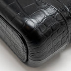 CHANEL SMALL GABRIELLE HOBO BAG WITH TOP HANDLE CROC-EMBOSSED CALFSKIN BLACK MULTICOLOUR HARDWARE