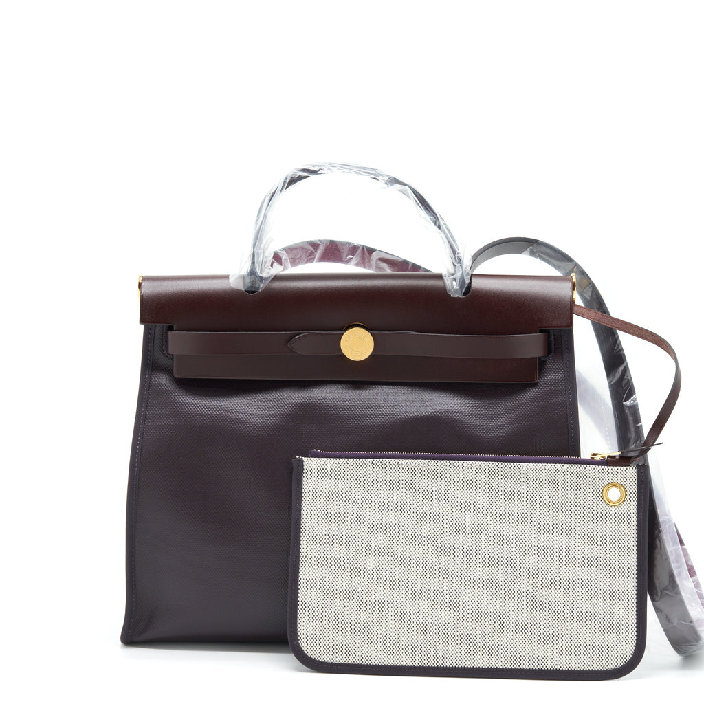 Hermes Herbag 31 Cassis/Ecru/Noir/Rouge Sellier GHW
