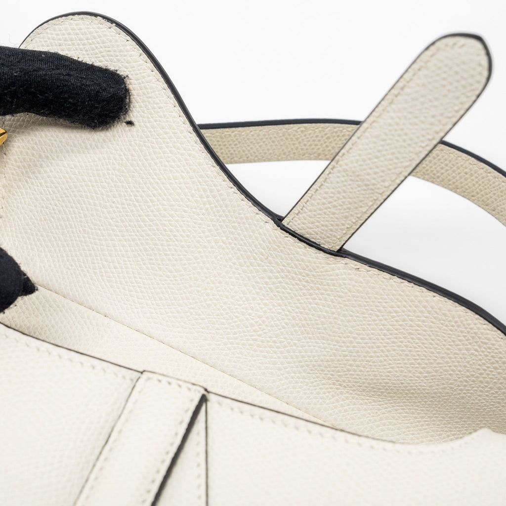 DIOR MINI SADDLE BAG GRAINED CALFSKIN WHITE GHW