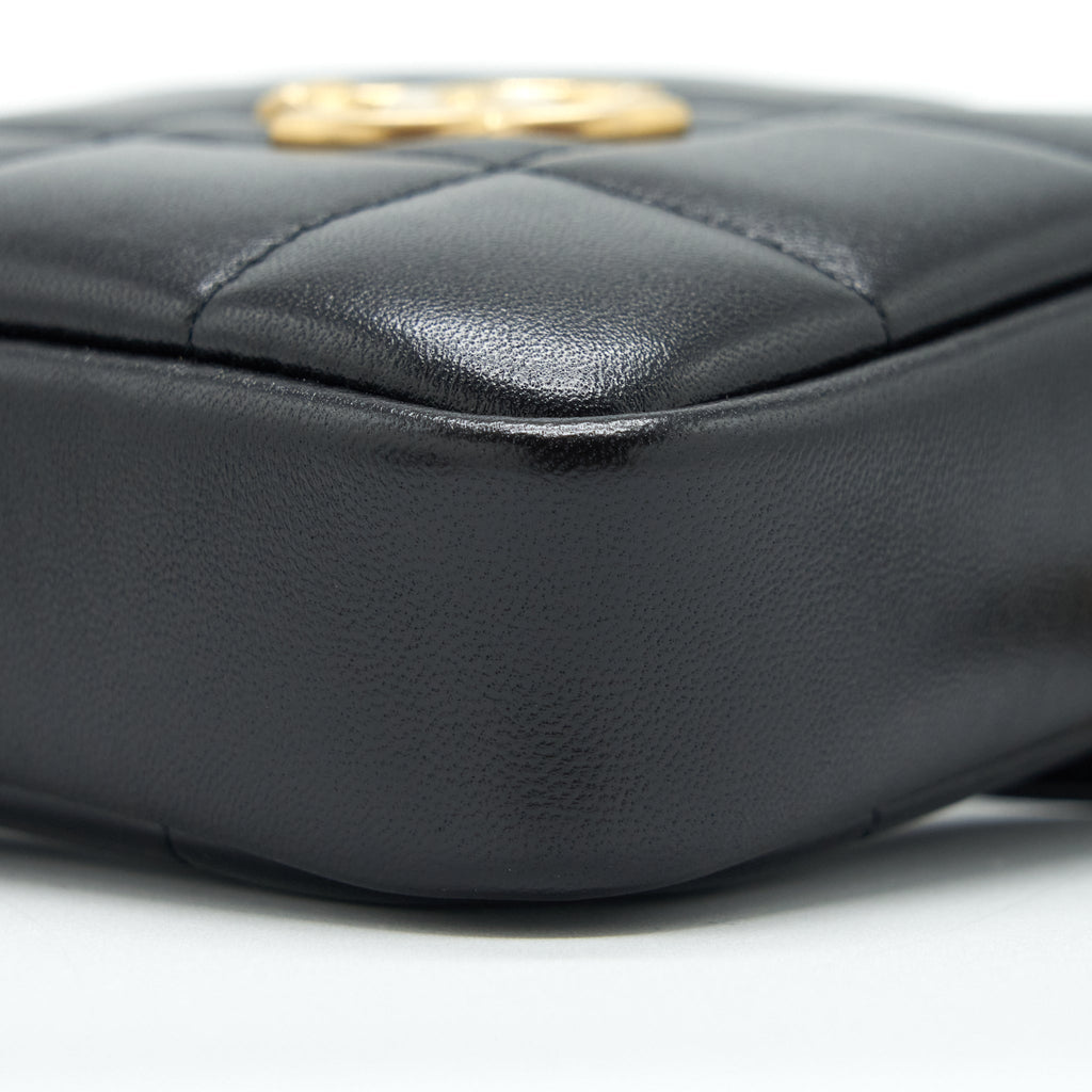 CHANEL QUILTED BELT BAG LAMBSKIN BLACK WITH GHW