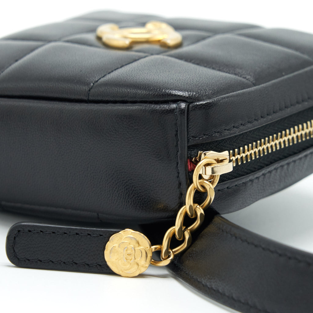 CHANEL QUILTED BELT BAG LAMBSKIN BLACK WITH GHW