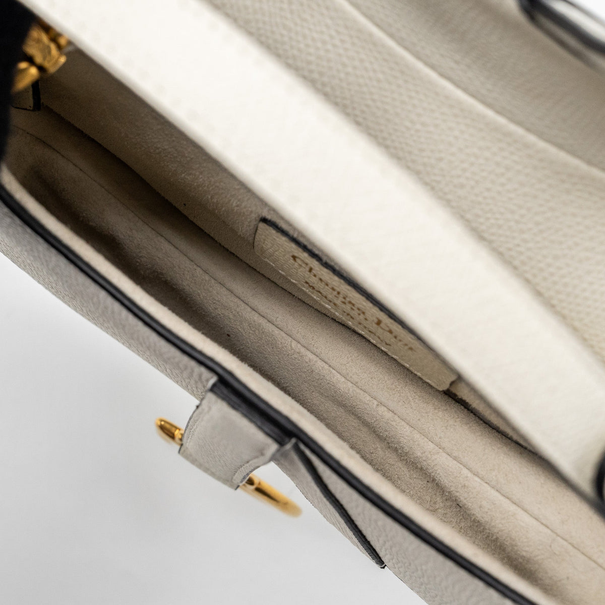 DIOR MINI SADDLE BAG GRAINED CALFSKIN WHITE GHW