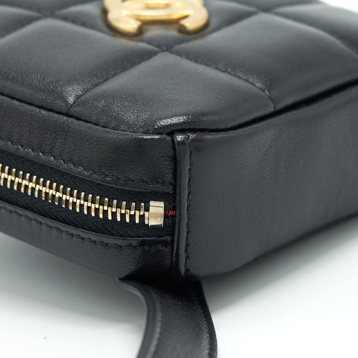 CHANEL QUILTED BELT BAG LAMBSKIN BLACK WITH GHW