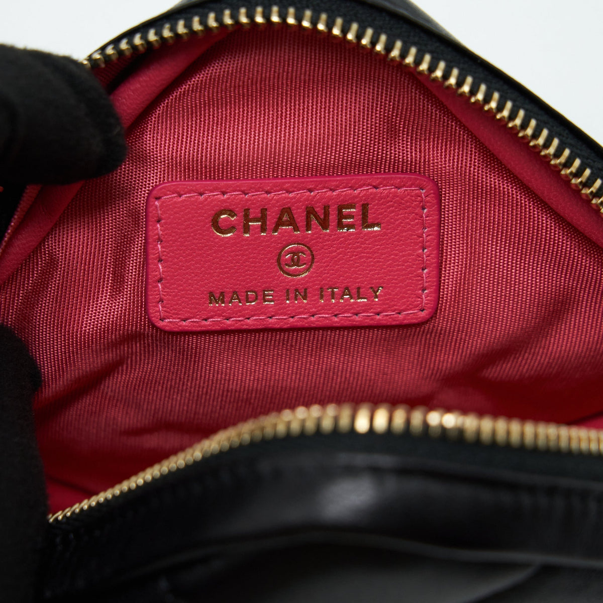 CHANEL QUILTED BELT BAG LAMBSKIN BLACK WITH GHW