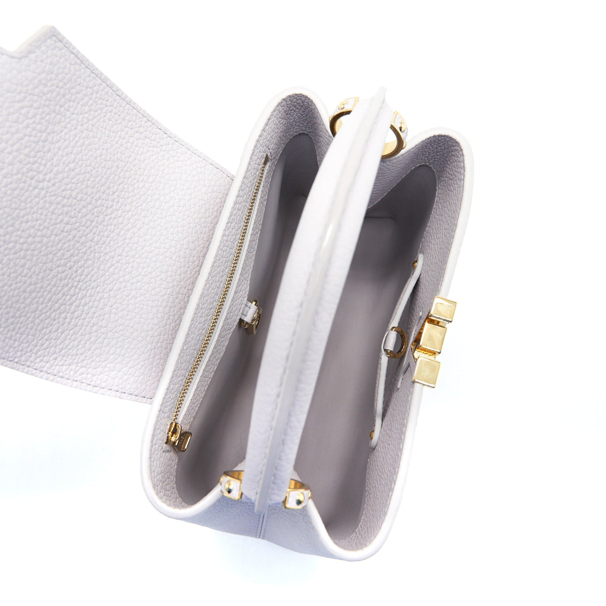 LOUIS VUITTON CAPUCINES BB BRUME GREY GOLD HARWARE WITH ABALONE-SHELL