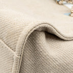Chanel Deauville tote bag canvas / leather beige / light blue LGHW (microchip)