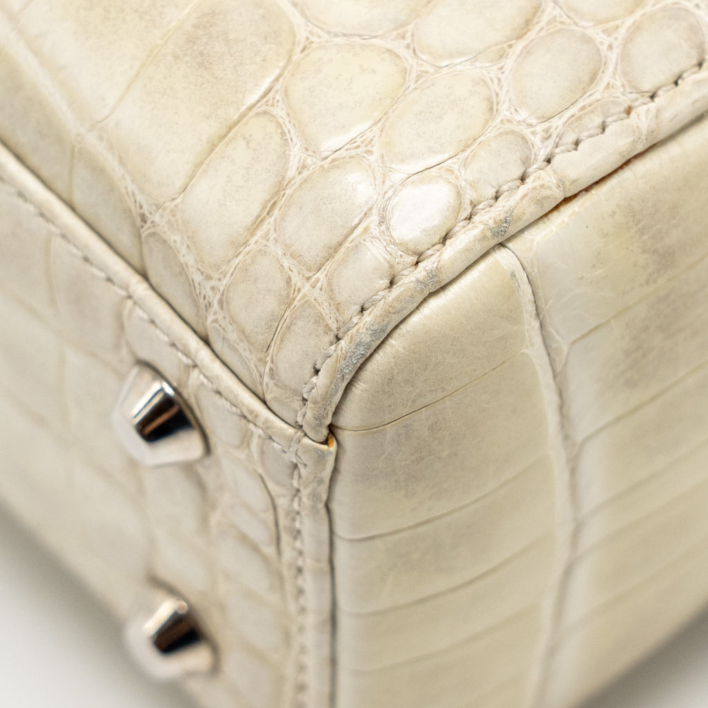 DIOR MINI LADY DIOR HIMALAYAN CROCODILE WHITE SHW