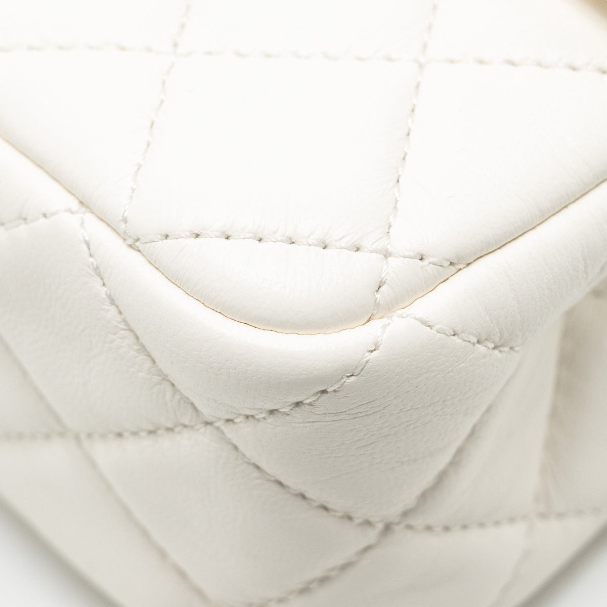 CHANEL PEARL CRUSH MINI RECTANGULAR FLAP BAG LAMBSKIN WHITE GHW (MICROCHIP)