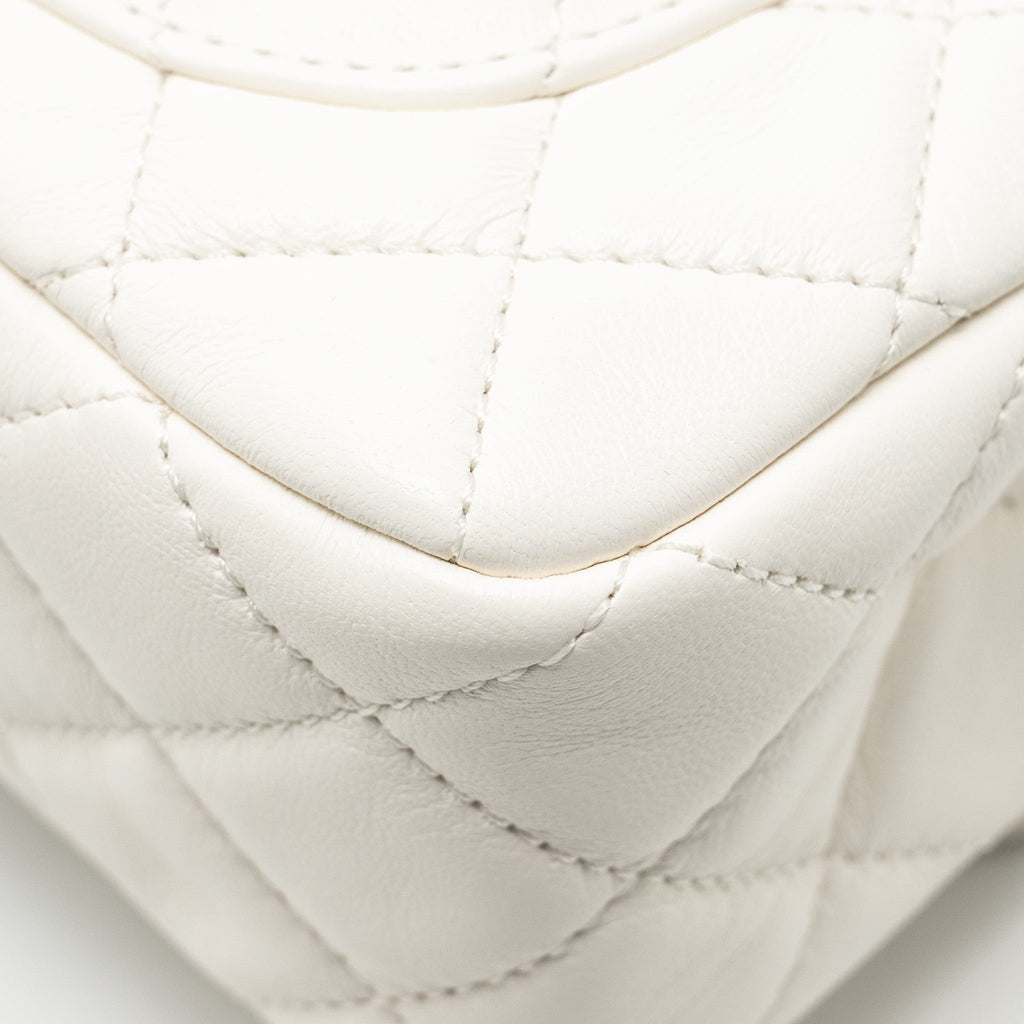CHANEL PEARL CRUSH MINI RECTANGULAR FLAP BAG LAMBSKIN WHITE GHW (MICROCHIP)