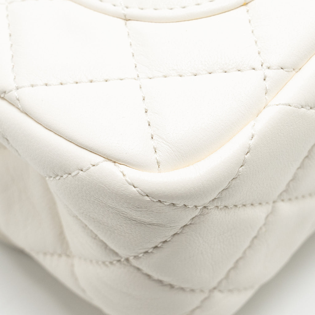 CHANEL PEARL CRUSH MINI RECTANGULAR FLAP BAG LAMBSKIN WHITE GHW (MICROCHIP)