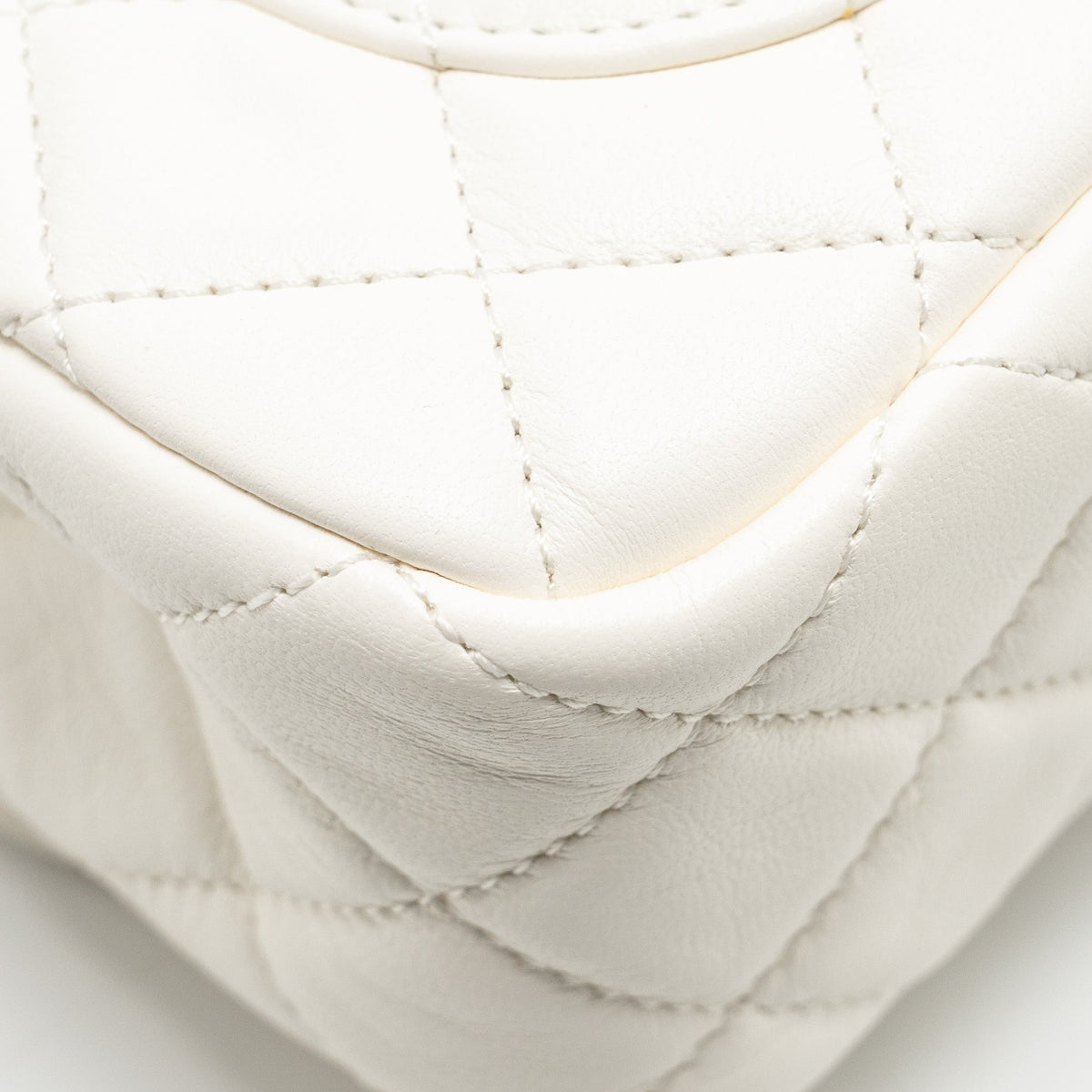 CHANEL PEARL CRUSH MINI RECTANGULAR FLAP BAG LAMBSKIN WHITE GHW (MICROCHIP)