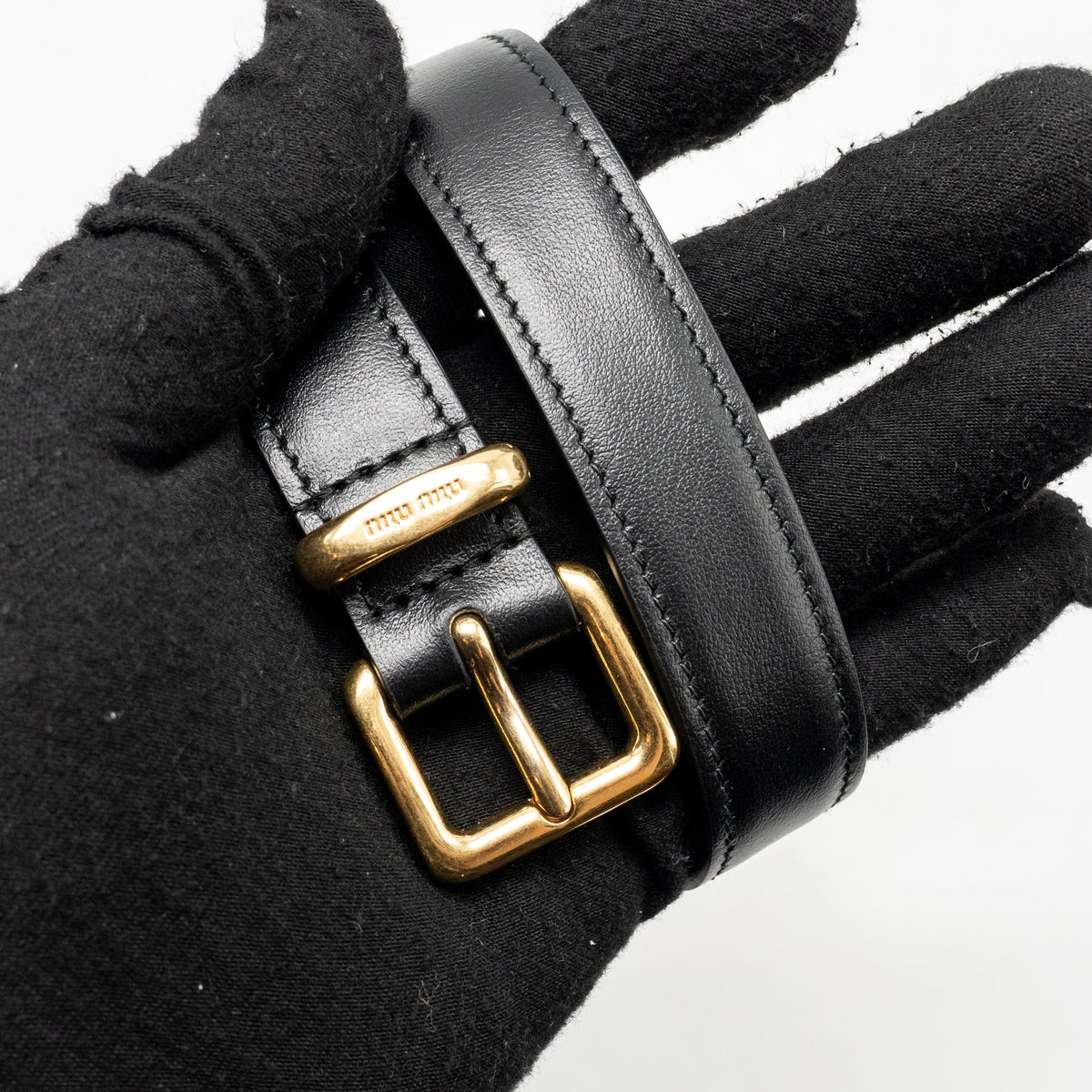 Miu Miu Size 75 mini belt bag soft calfskin black GHW