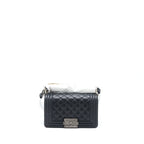 CHANEL SMALL BOY BAG CAVIAR BLACK RUTHENIUM SHW (MICROCHIP)