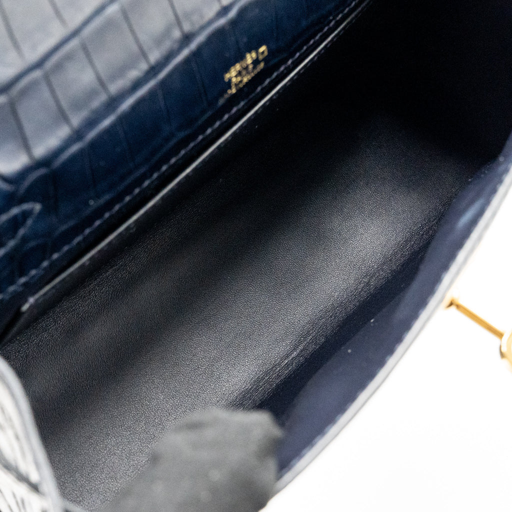 Hermes Kelly Pochette Matt alligator mississippiensis blue indigo GHW