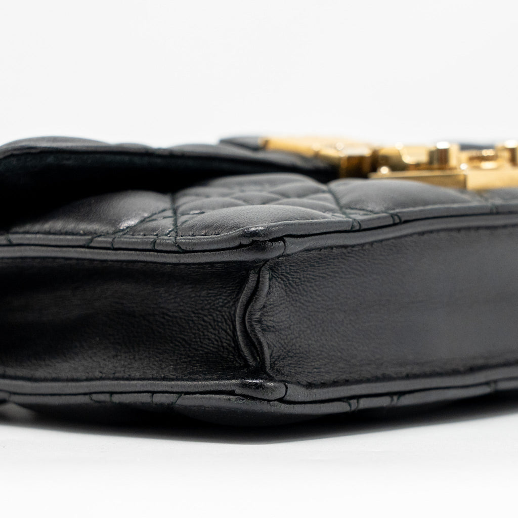 DIOR DIORADDICT WALLET ON CHAIN CANNAGE LEATHER BLACK GHW