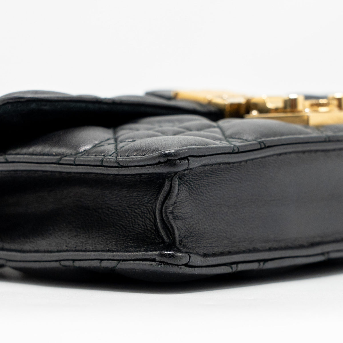 DIOR DIORADDICT WALLET ON CHAIN CANNAGE LEATHER BLACK GHW