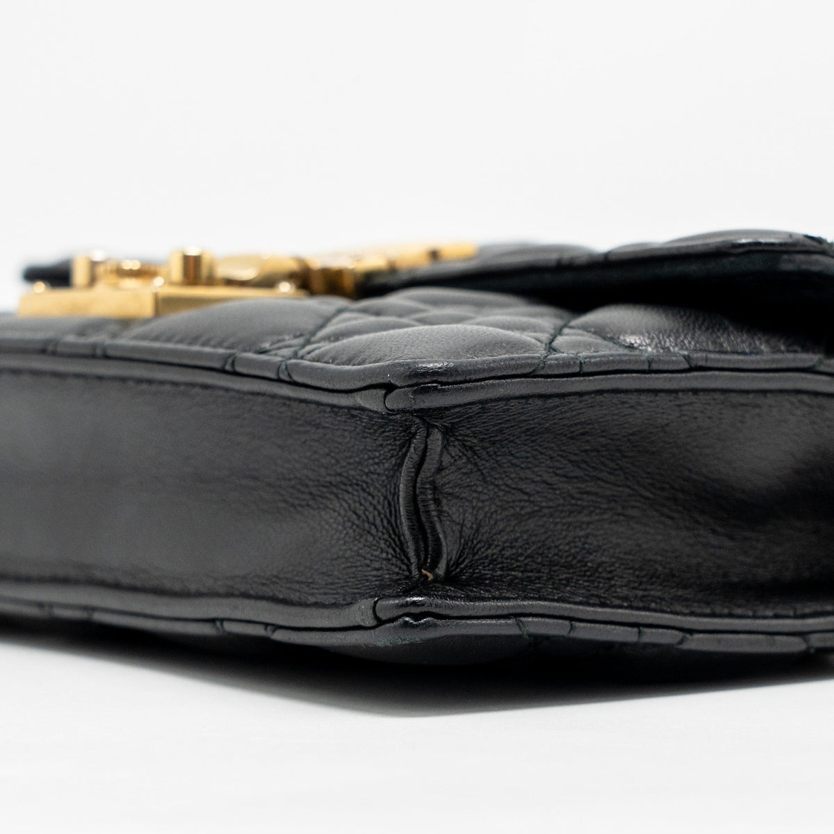 DIOR DIORADDICT WALLET ON CHAIN CANNAGE LEATHER BLACK GHW