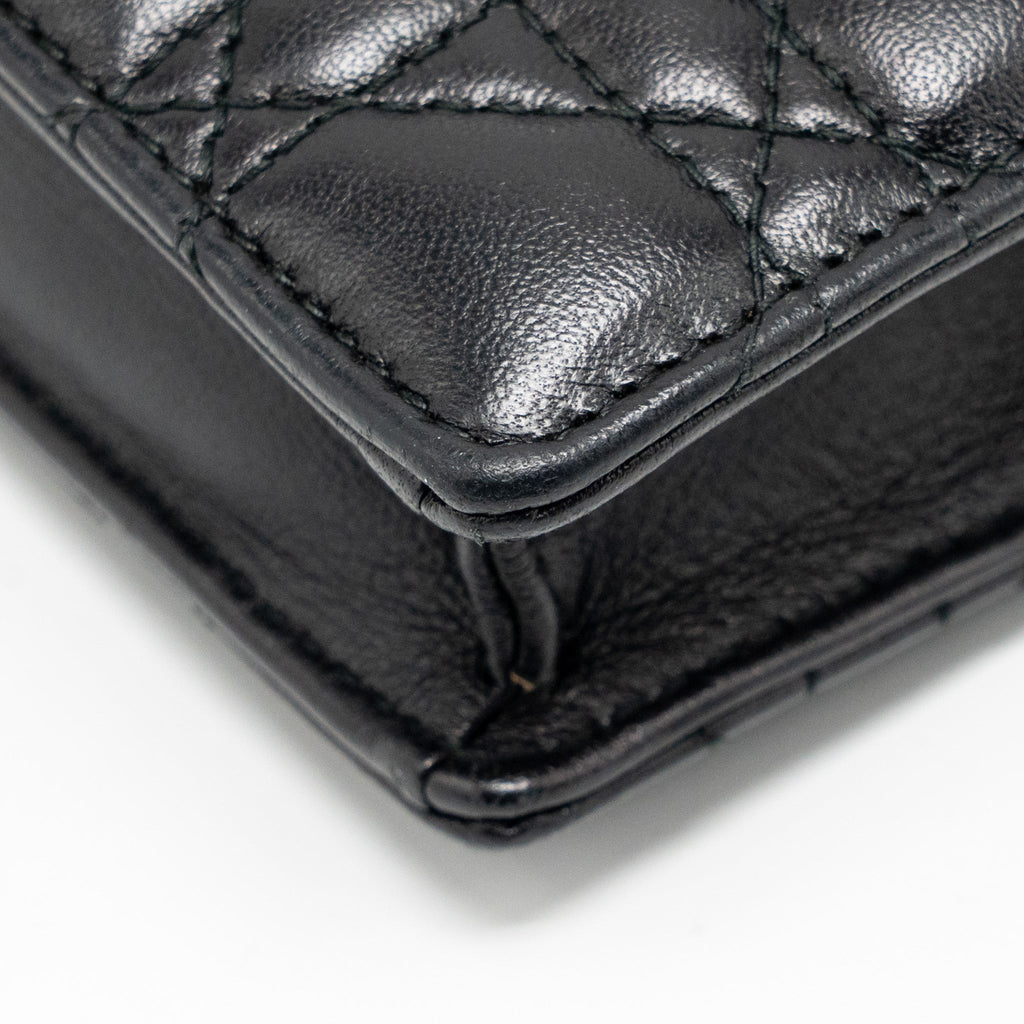 DIOR DIORADDICT WALLET ON CHAIN CANNAGE LEATHER BLACK GHW