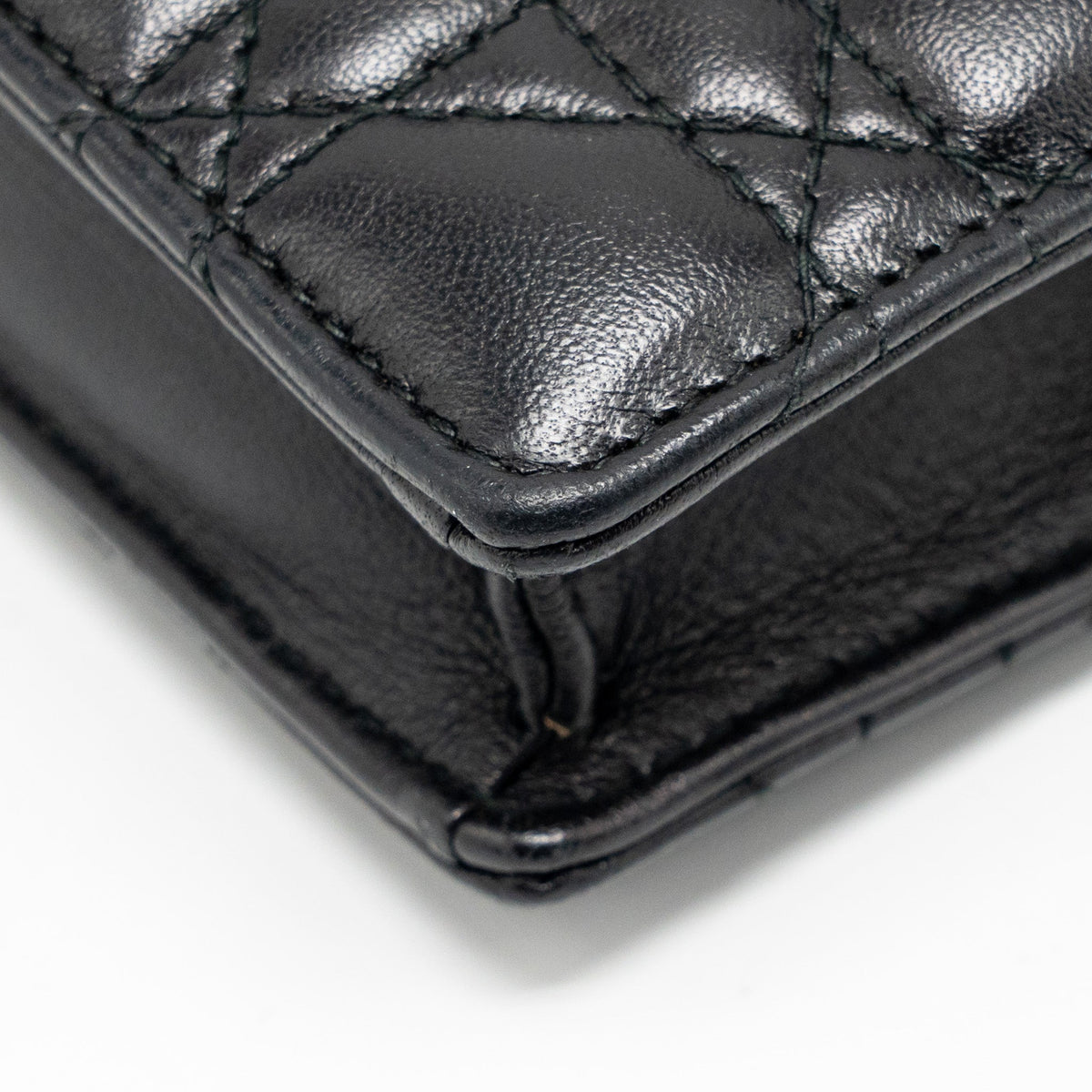 DIOR DIORADDICT WALLET ON CHAIN CANNAGE LEATHER BLACK GHW