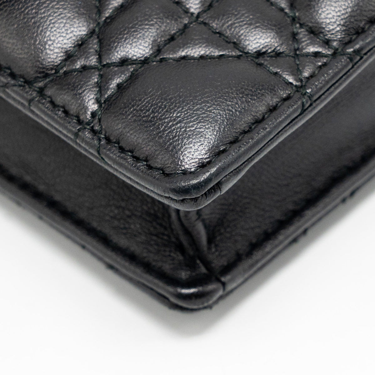 DIOR DIORADDICT WALLET ON CHAIN CANNAGE LEATHER BLACK GHW