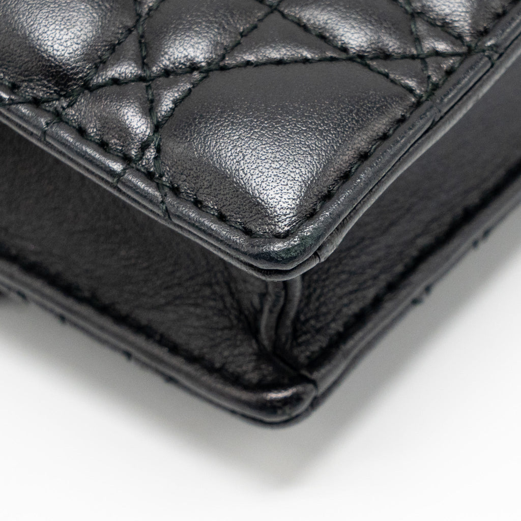DIOR DIORADDICT WALLET ON CHAIN CANNAGE LEATHER BLACK GHW