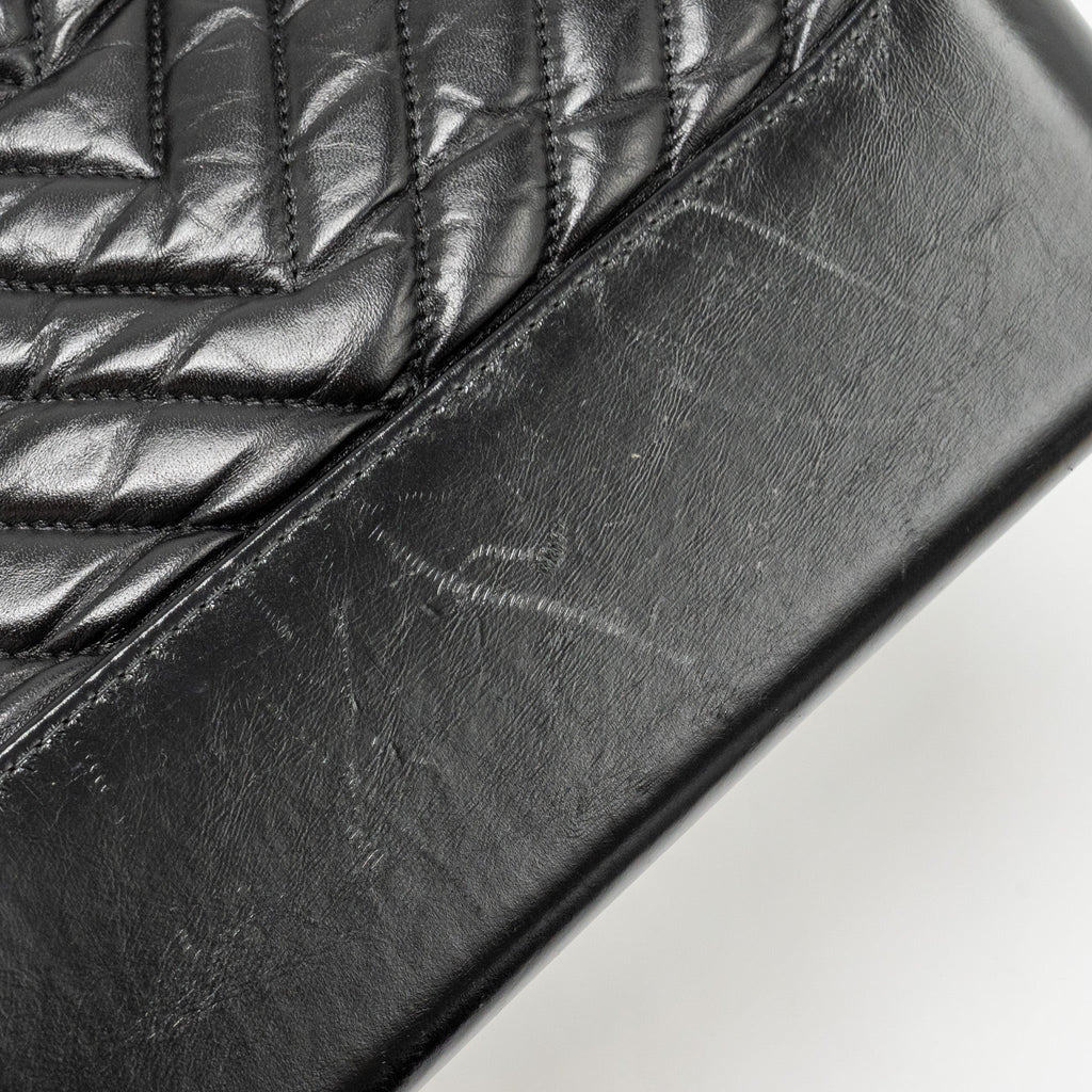 CHANEL GABRIELLE HOBO BAG SHINY CALFSKIN BLACK MULTICOLOUR HARDWARE