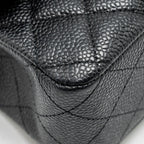 CHANEL MEDIUM CLASSIC DOUBLE FLAP BAG CAVIAR BLACK SHW