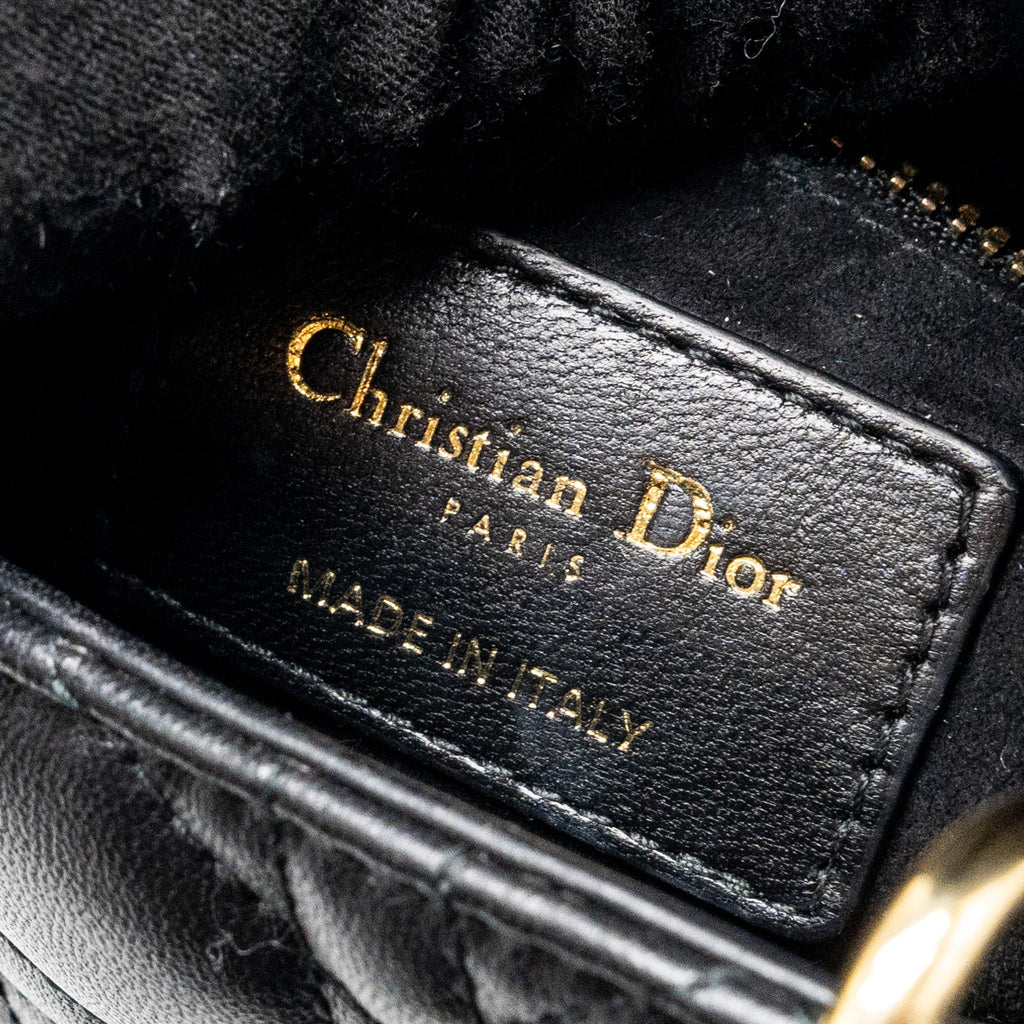 DIOR SMALL LADY DIOR BAG LAMBSKIN BLACK LGHW