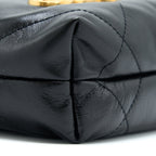 CHANEL 23S MINI 22 BAG WITH PEARL SHINY CALFSKIN BLACK BRUSHED GHW (MICROCHIP)