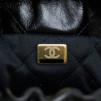 CHANEL 23S MINI 22 BAG WITH PEARL SHINY CALFSKIN BLACK BRUSHED GHW (MICROCHIP)