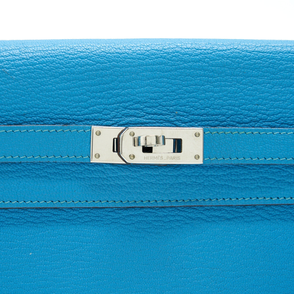 HERMES KELLY LONG WALLET BLUE SHW