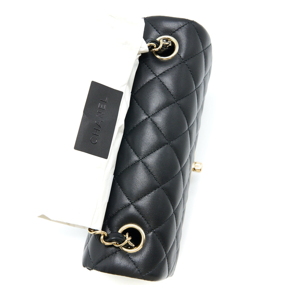 CHANEL MINI RECTANGULAR FLAP BAG LAMBSKIN BLACK LGHW (MICROCHIP)