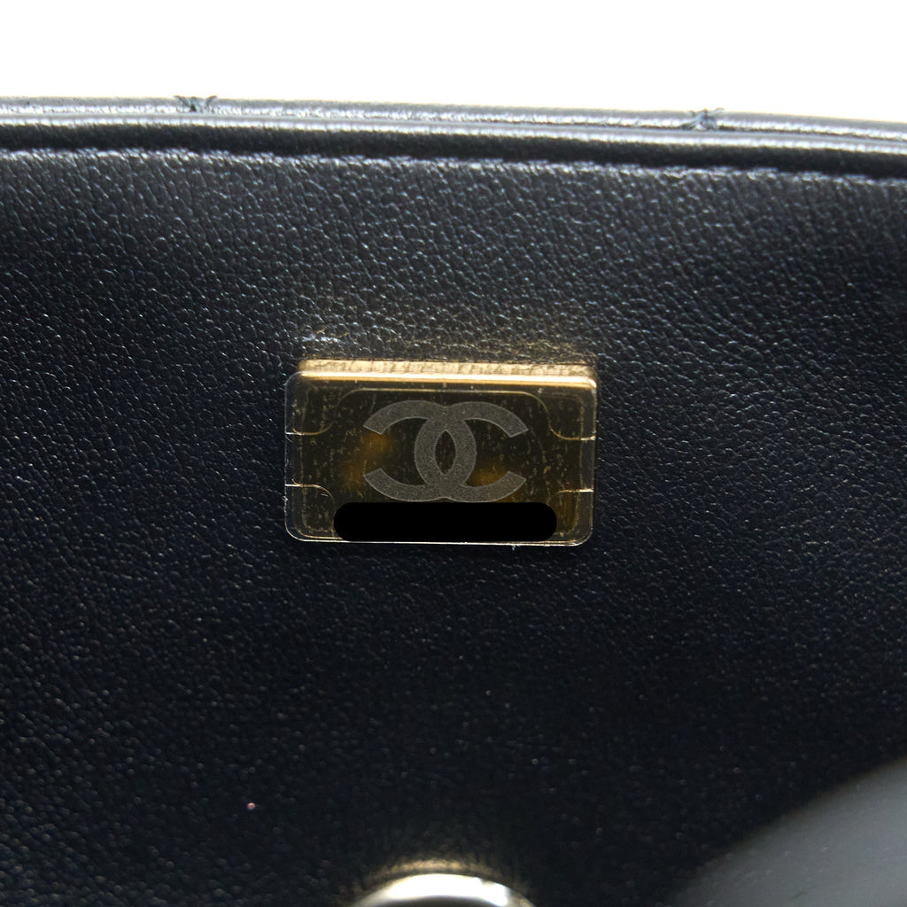 CHANEL MINI RECTANGULAR FLAP BAG LAMBSKIN BLACK LGHW (MICROCHIP)