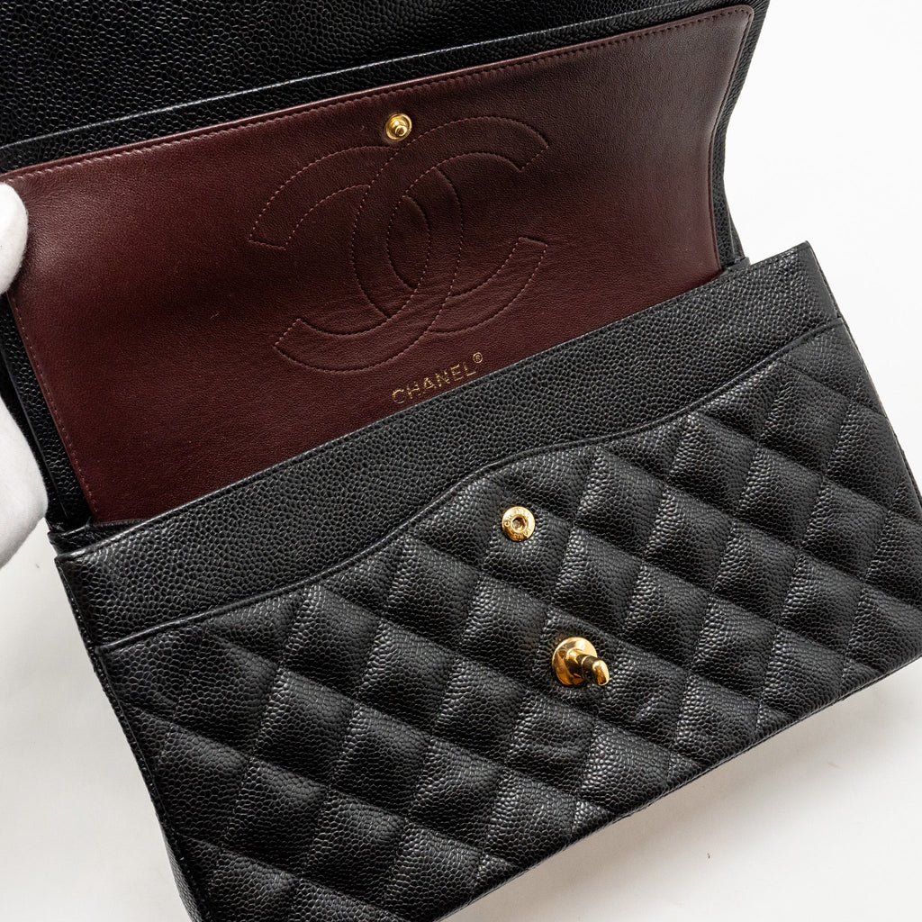 CHANEL JUMBO CLASSIC DOUBLE FLAP BAG CAVIAR BLACK GHW
