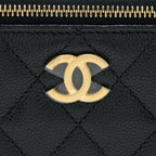CHANEL LETTER TOP HANDLE LONG VANITY CAVIAR BLACK GHW