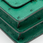 HERMES MINI ROULIS OSTRICH VERT VERTIGO SHW