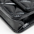 CHANEL 24A DETAILED CHAIN WALLET ON CHAIN SHINY CALFSKIN BLACK GHW (MICROCHIP）