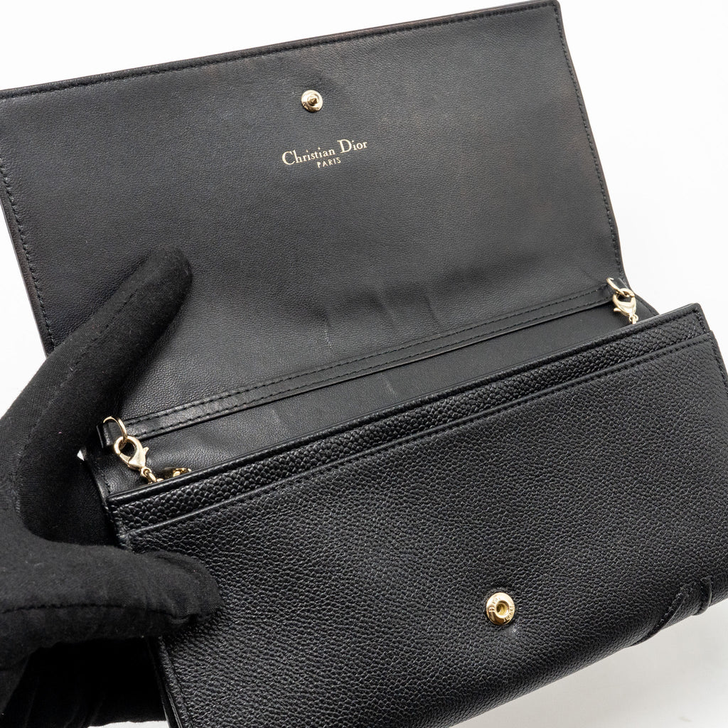 DIOR DIORAMA WALLET WITH CHAIN CALFSKIN BLACK GHW
