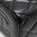 CHANEL TOP HANDLE MINI VANITY WITH CHAIN LAMBSKIN BLACK LGHW (MICROCHIP)