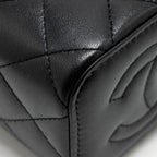 CHANEL TOP HANDLE MINI VANITY WITH CHAIN LAMBSKIN BLACK LGHW (MICROCHIP)