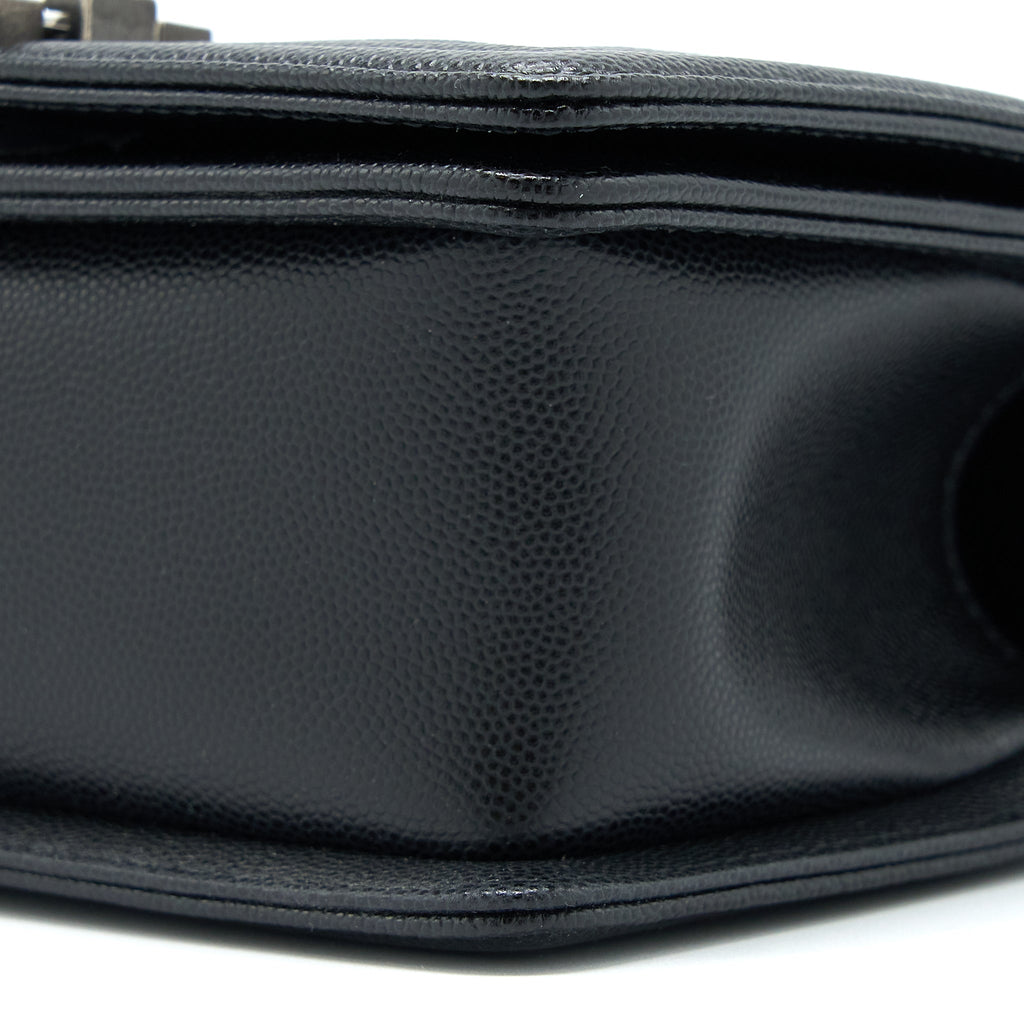 CHANEL SMALL BOY BAG CAVIAR BLACK RUTHENIUM SHW (MICROCHIP)