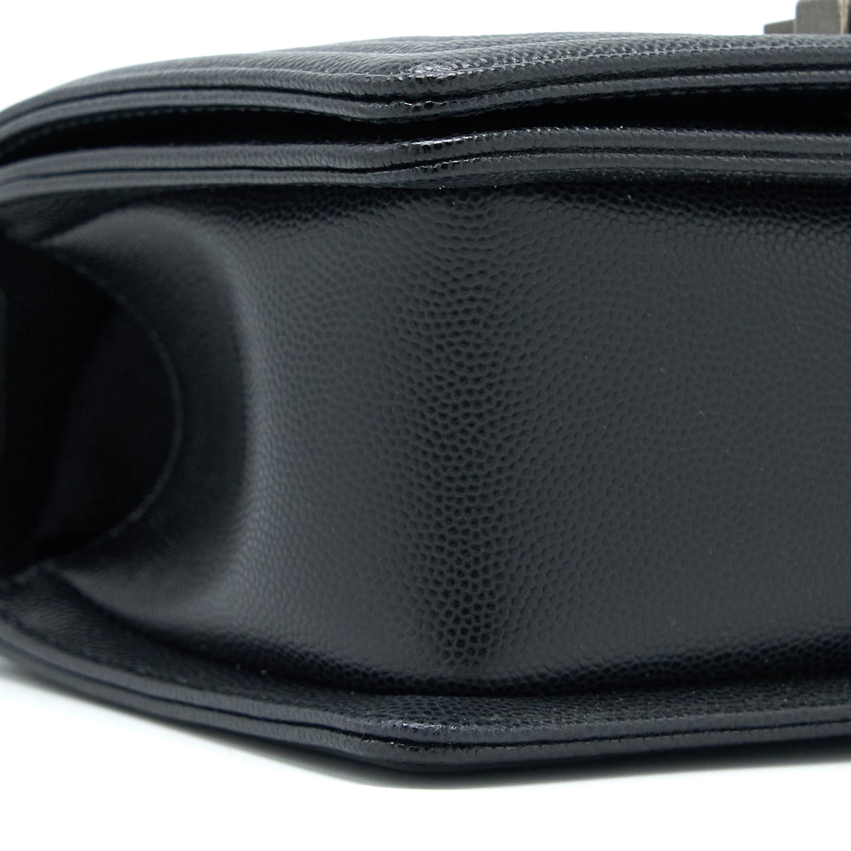 CHANEL SMALL BOY BAG CAVIAR BLACK RUTHENIUM SHW (MICROCHIP)