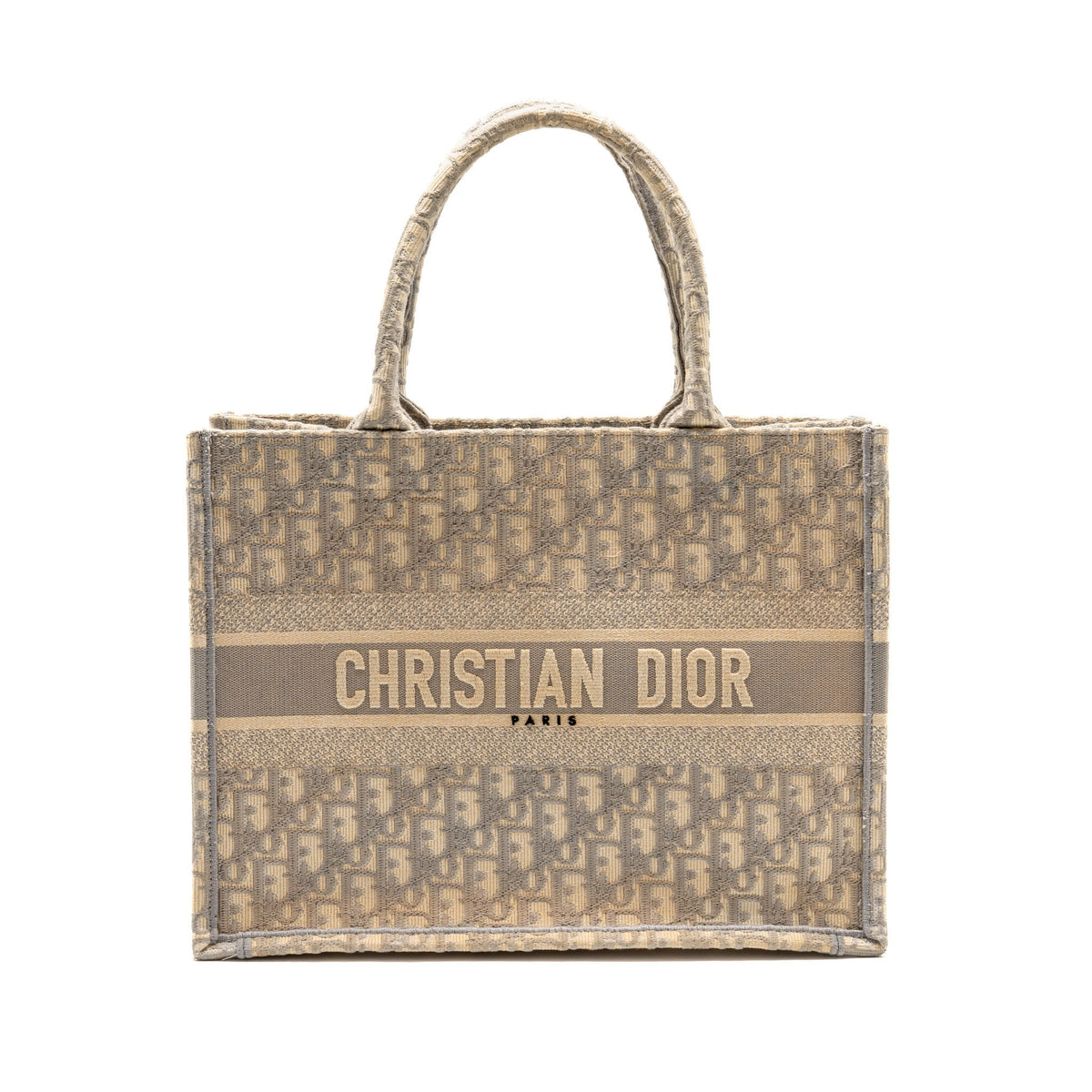 Dior Medium Dior Book Tote Oblique Embroidery Canvas Light Grey