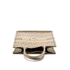Dior Medium Dior Book Tote Oblique Embroidery Canvas Light Grey