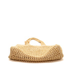 Miu Miu Ivy Crochet Tote Bag Raffia/Cotton/Calfskin Beige SHW