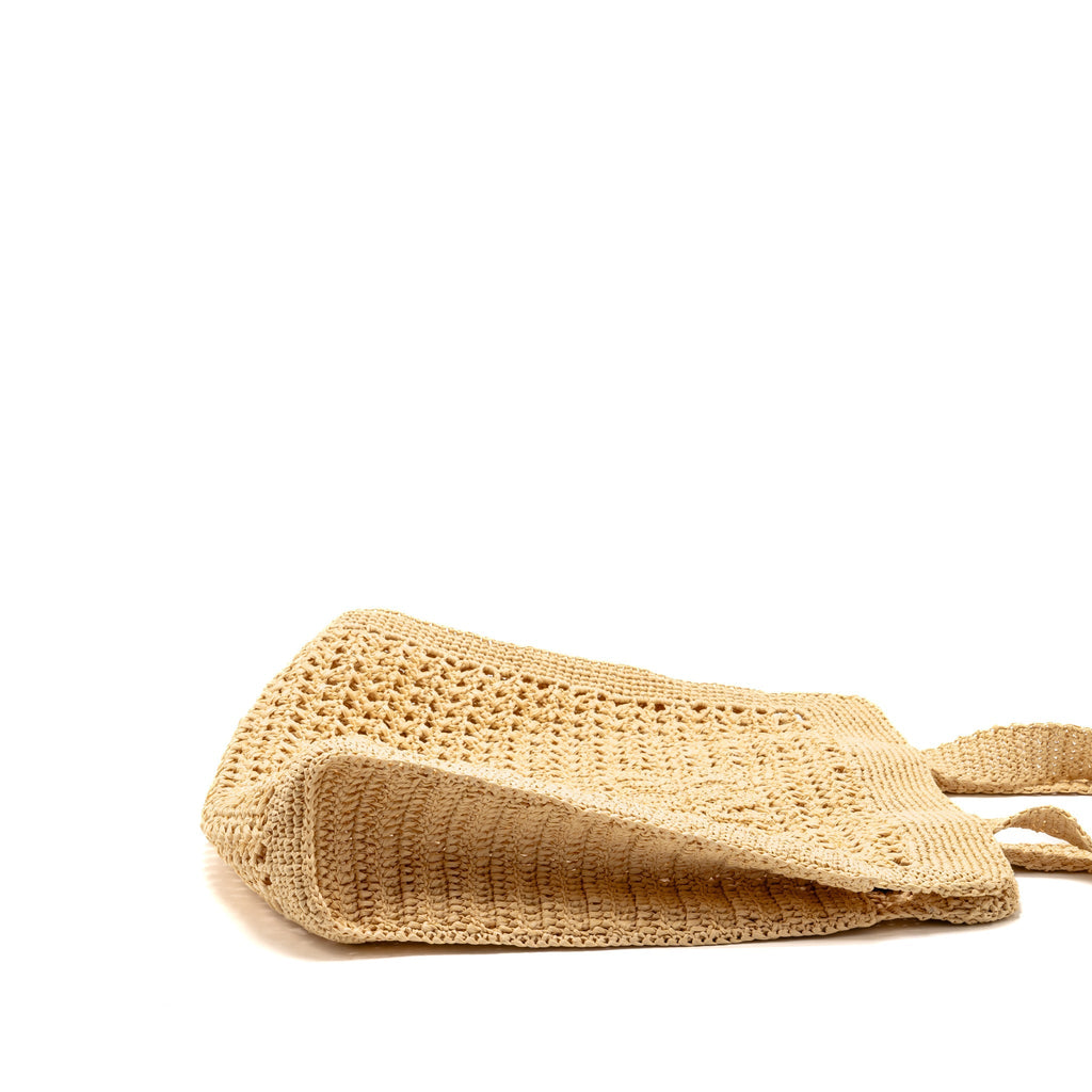 Miu Miu Ivy Crochet Tote Bag Raffia/Cotton/Calfskin Beige SHW